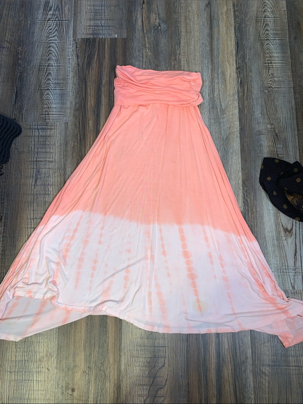 EARTHBOUND Coral-to-Cream Ombre Strapless Maxi Skirt